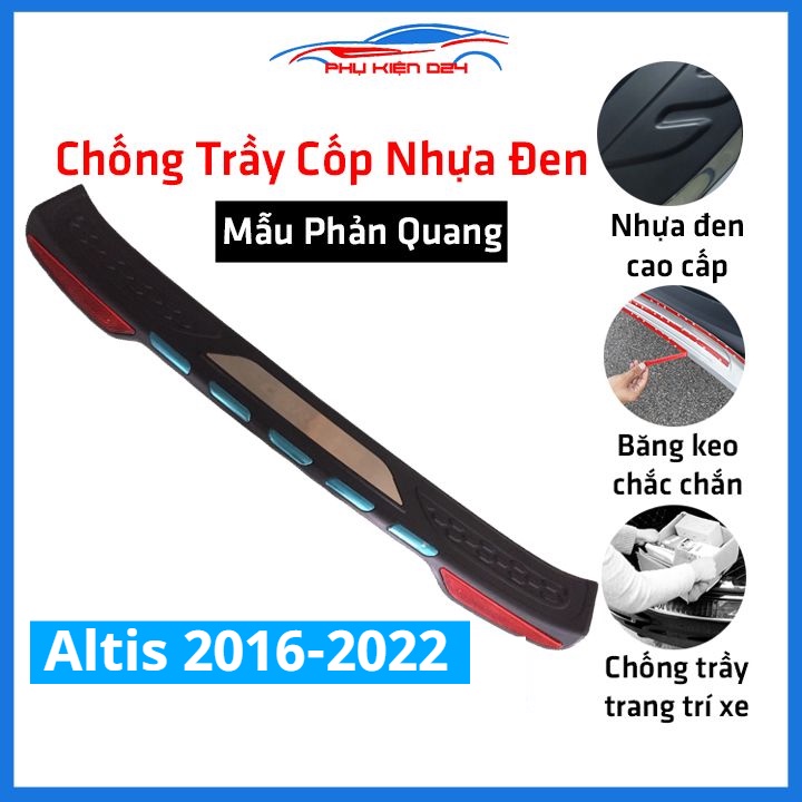 Ốp chống trầy cốp ngoài nhựa đen Altis 2016-2017-2018-2019-2020-2021-2022 mẫu phản quang chống xước trang trí xe