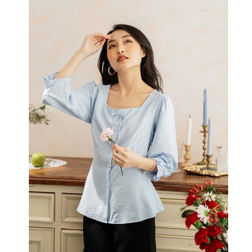 [ HÀNG CÓ SẴN] Sơ mi nữ nơ ngực NACY Top