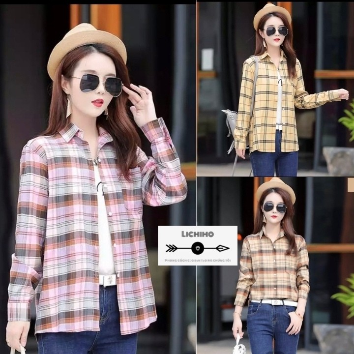 Áo khoác sơ mi caro unisex form rộng ulzzang street style nam nữ Hàn Quốc AKSM01 LICHIHO hottrend cao cấp