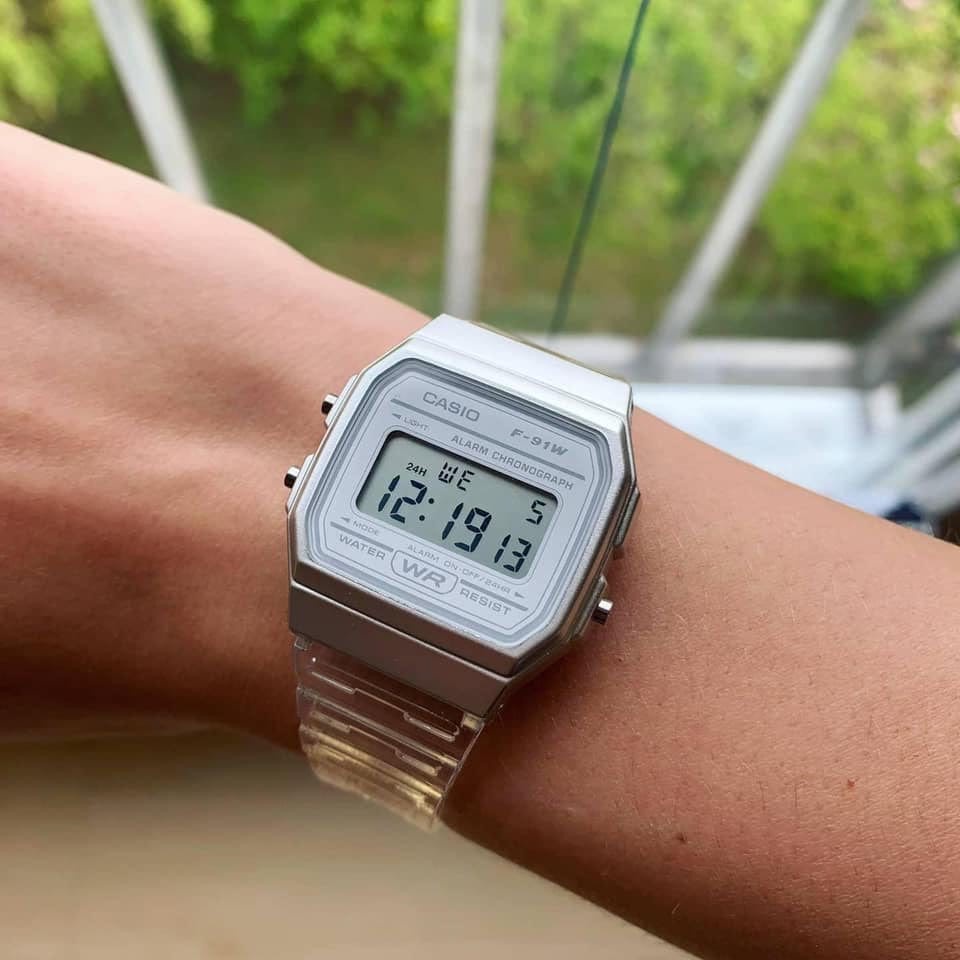 Đồng hồ unisex dây nhựa Casio Anh Khuê F-91 F-91WS-7DF