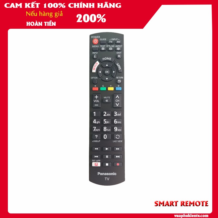Điều khiển tivi panasonic smart chính hãng màu đen dùng được cho tất cả tivi panasonic, khồng cần cài đặt.