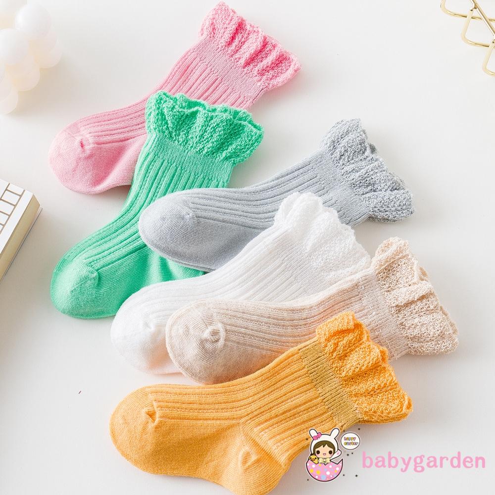 Vớ ống ngắn màu trơn thoáng khí thời trang xuân thu ngọt ngào dễ thương cho bé gái