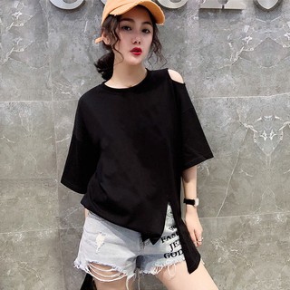 ✟♗2021 mùa hè mới nữ ngắn tay lọt khe thời trang Hàn Quốc áo thun in hình hoang dã dài giữa phụ hợp