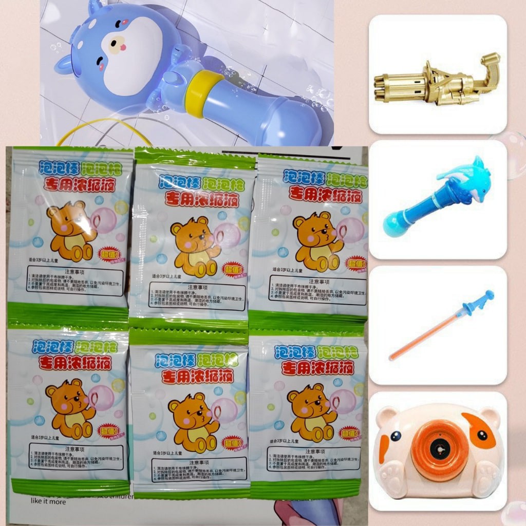 Combo 2  Gói loại đặc biệt dung dịch tạo bong bóng  với 7 màu sắc dành cho đồ chơi thổi bong bóng của các bé 2021