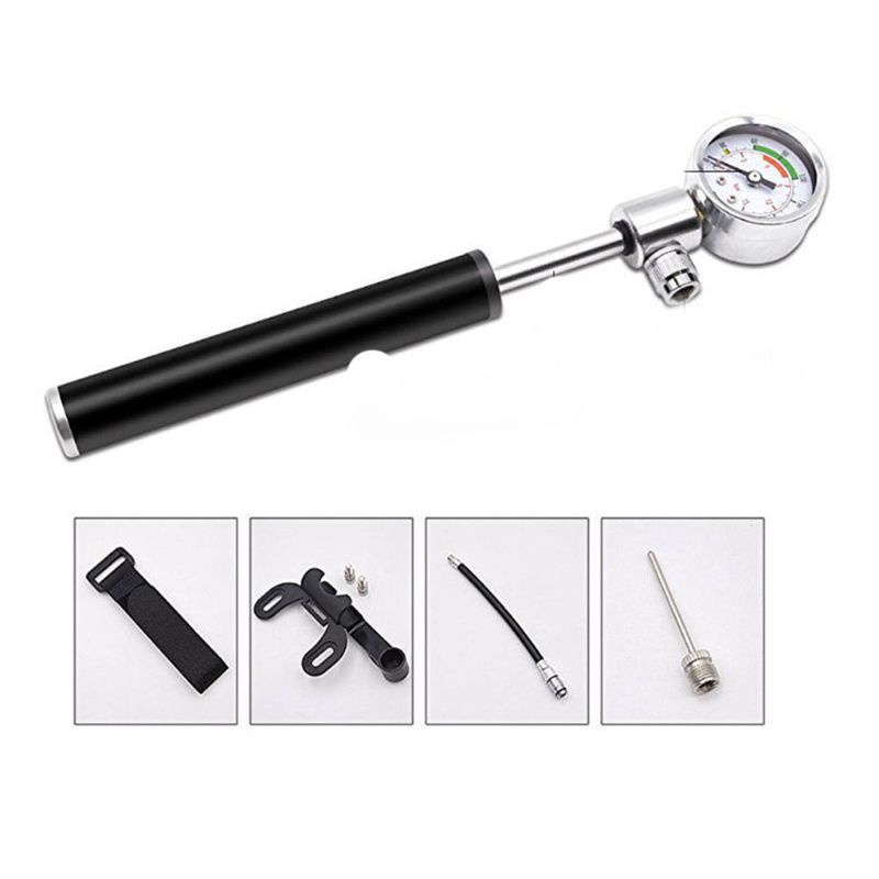 Ống Bơm Xe Đạp Mini Cầm Tay Áp Suất Cao Chống Sốc Có Đồng Hồ Đo Áp Suất Lốp Xe Đạp