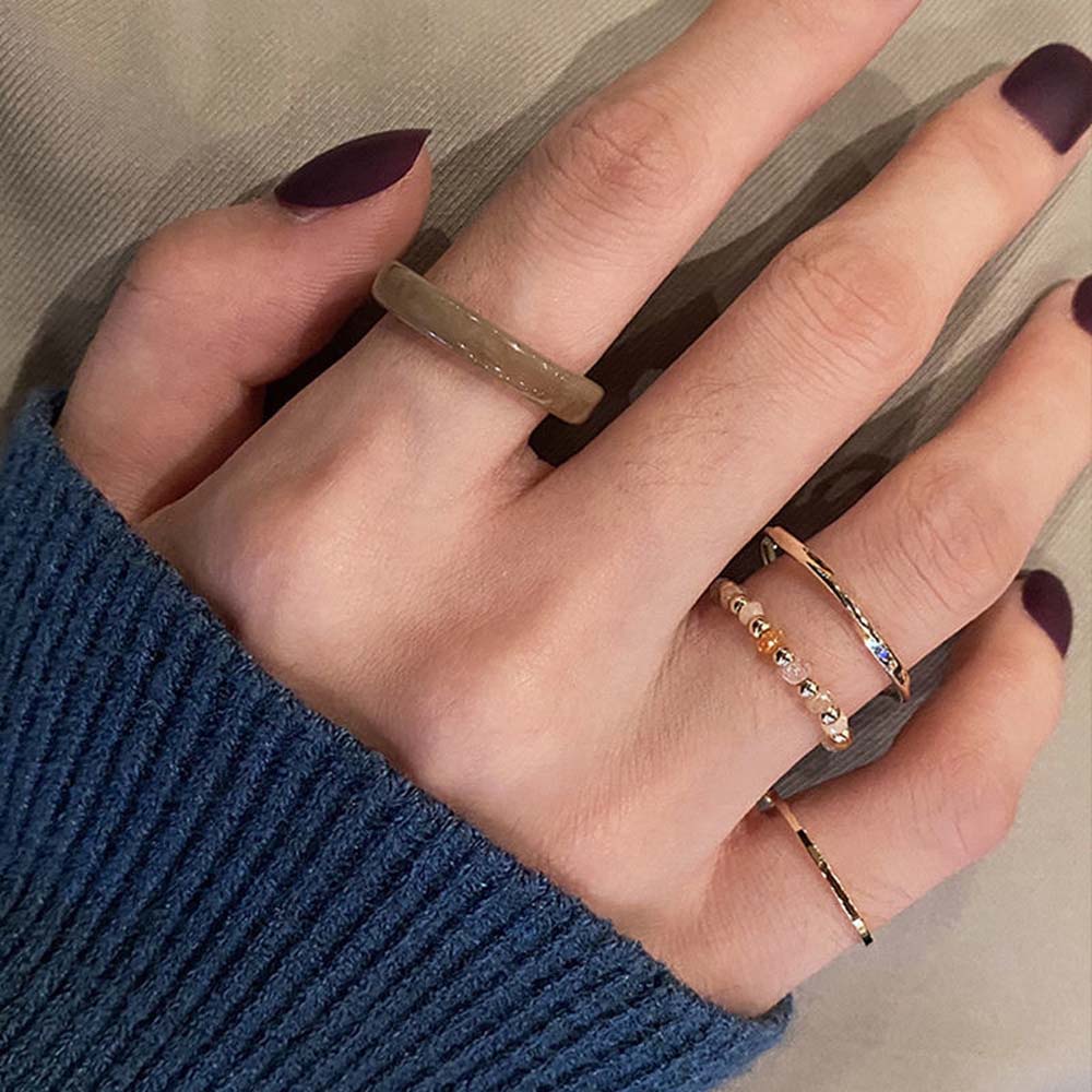 Nhẫn Đính Hạt Nhựa Acrylic Nhiều Màu Sắc Thời Trang Hàn Quốc Cổ Điển Cho Nữ