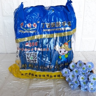 Găng Tay Bảo Hộ Lao Động Phủ Sơn Xanh Mã 388 Được Trang Bị Cho Công Nhân Bốc Xếp Hàng Hoá Xây Dựng...
