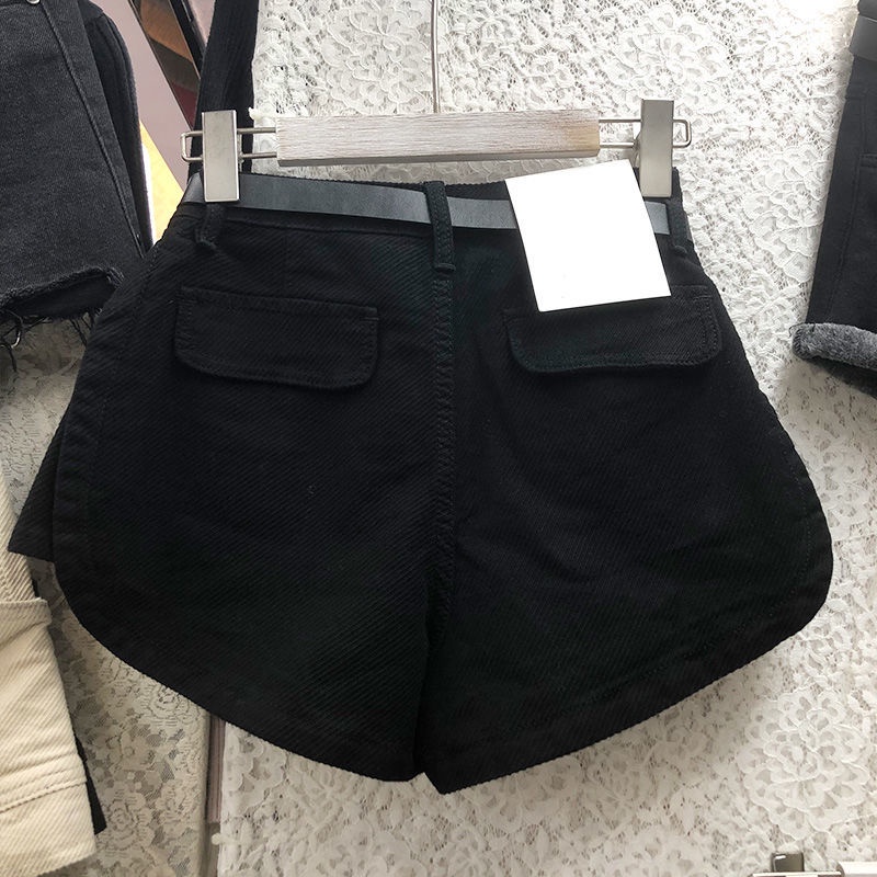 JSC Jiashucheng Quần Yếm Denim Ngắn Dáng Chữ a Lưng Cao Ống Rộng Phong Cách Mới Mùa Hè Bán Chạy jiashucheng Cho Nữ