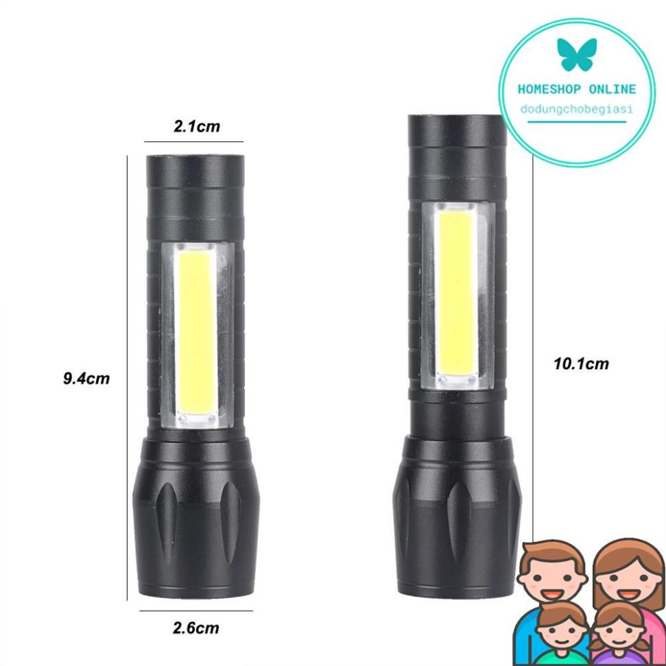 Đèn pin mini siêu sáng 3 chế độ sáng full box có zoom chống nước ❤️ Đèn Pin Mini Siêu Sáng Police Cao Cấp