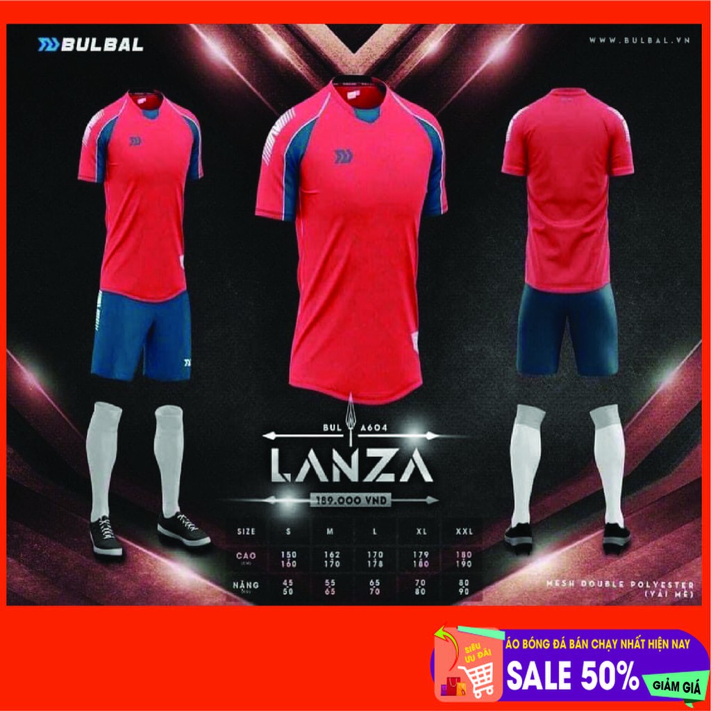 Bộ quần/áo thể thao, Bộ áo bóng đá không logo Bulbal Lanza sẵn kho, giá tốt chất vải mềm mát mịn, thấm hút mồ hôi.