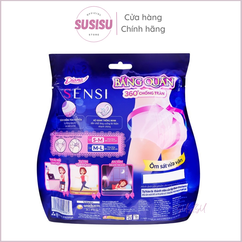Băng vệ sinh dạng quần Diana Sensi 360 Độ Chống Tràn / Bvs ban đêm đủ size