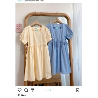 váy cổ vuong rút eo