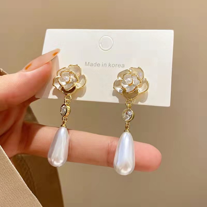 Bông Tai Bạc S925 Đính Ngọc Trai Đơn Giản Phong Cách Retro Hàn Quốc Dành Cho Nữ