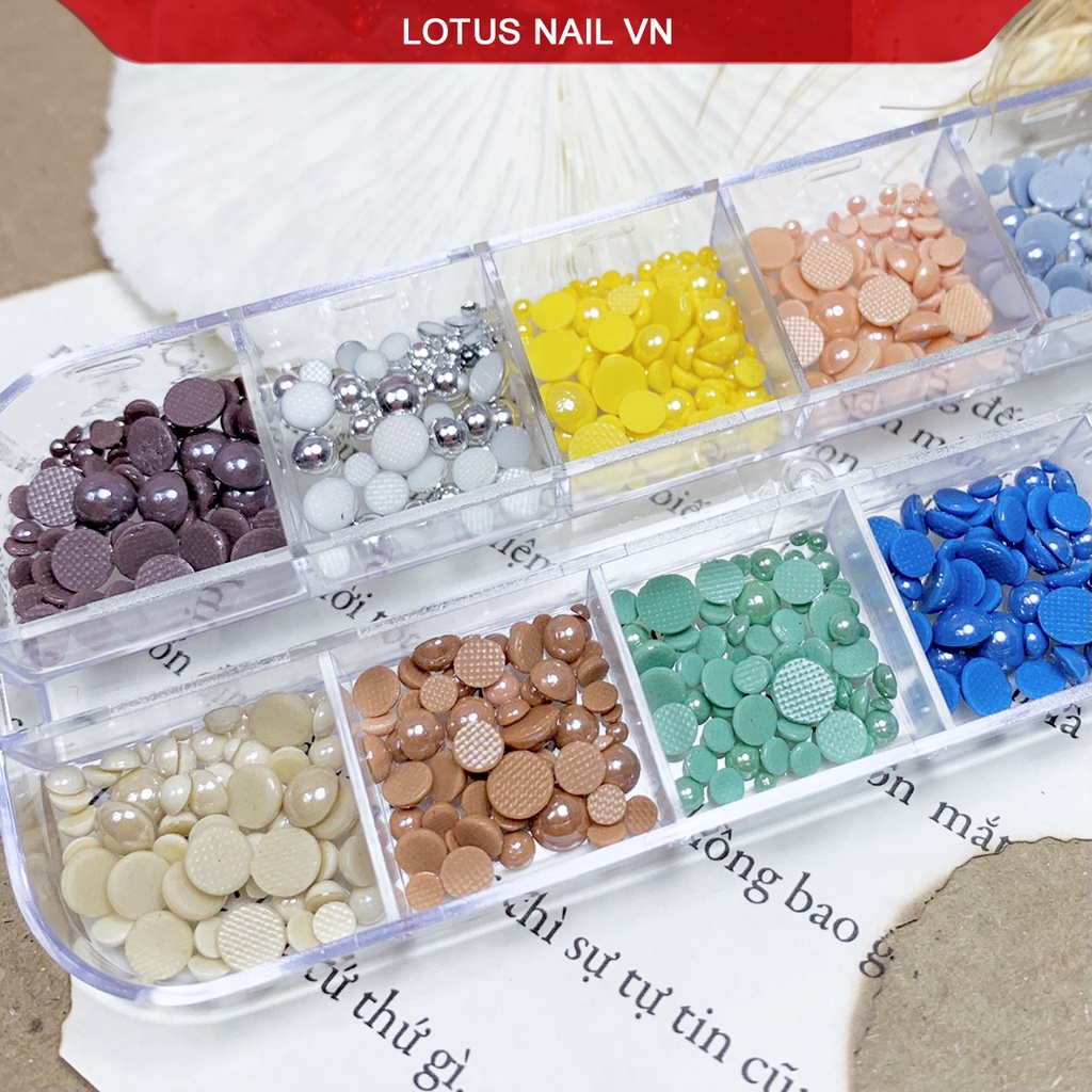Ngọc trai nail, ngọc trai nửa YHB cao cấp đính móng khay mix đủ size, đủ màu