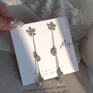 BÔNG TAI HÌNH HOA ĐÍNH ĐÁ DÀI MẢNH NỮ TÍNH - MELY 1312