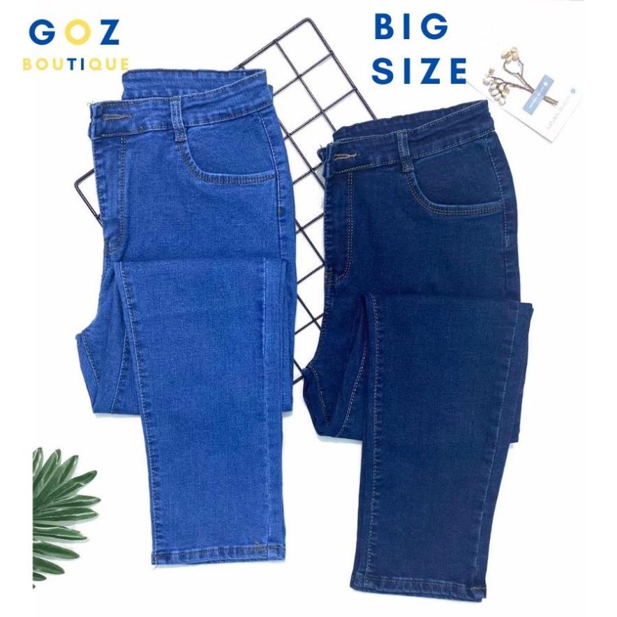 Quần jean nữ lưng cao bigsize từ 50-95kg G-JEANS co giãn có túi, quần bò cạp cao ống đứng hơi ôm size đại trơn dài