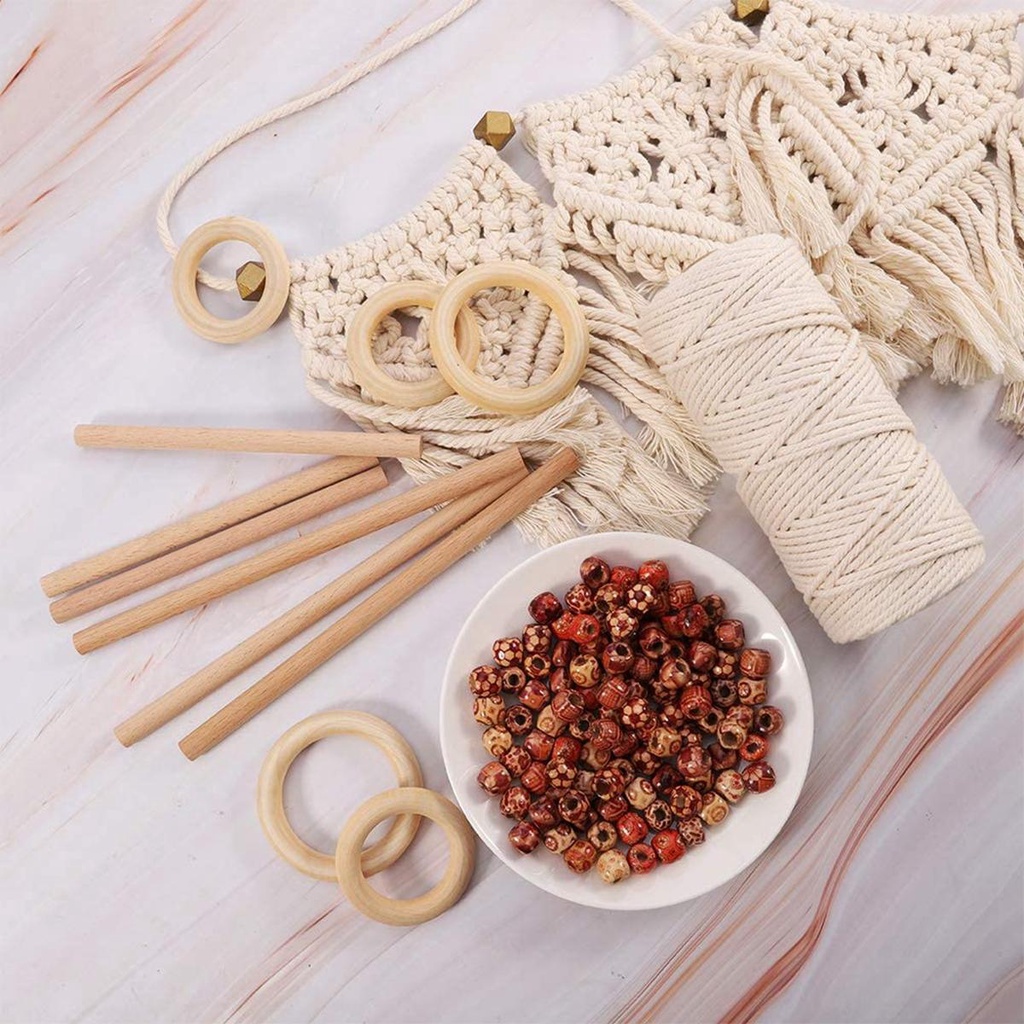 Set 6 Que Gỗ 100 Hạt Gỗ Làm Đồ Thủ Công Phong Cách Bohemian