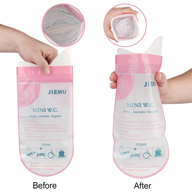 Set 4 Túi Đi Vệ Sinh 700ml Mini Tiện Lợi Cho Nam Nữ