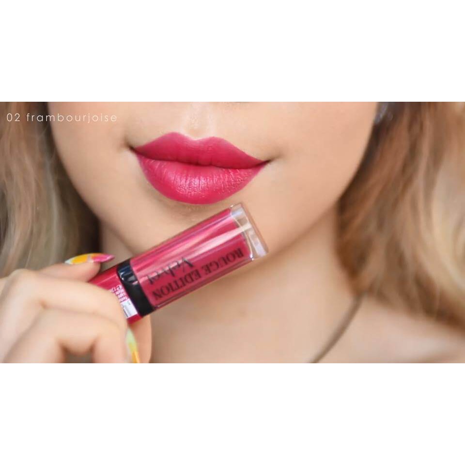 Son kem lì Bourjois Rouge Edition Velvet Lipstick #02 Frambourjoise - màu đỏ mẫu đơn