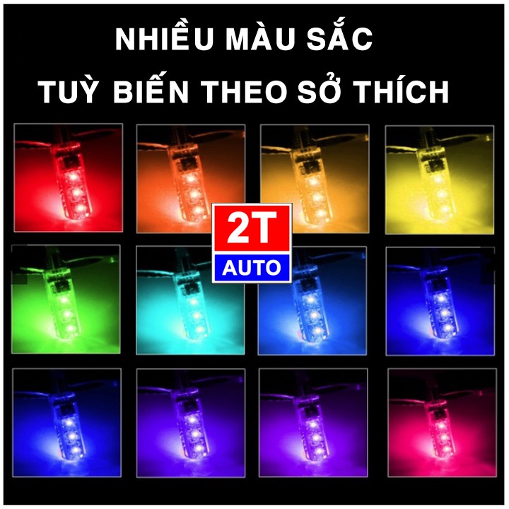 Bộ 2 đèn led T10 điều chỉnh được màu sắc ánh sáng cao cấp:   SKU:213