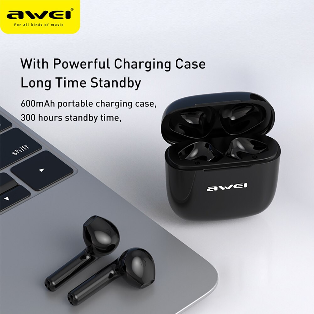 Tai nghe Awei T26 TWS Tai nghe thể thao không dây Bluetooth V5.0 Ture có hộp sạc