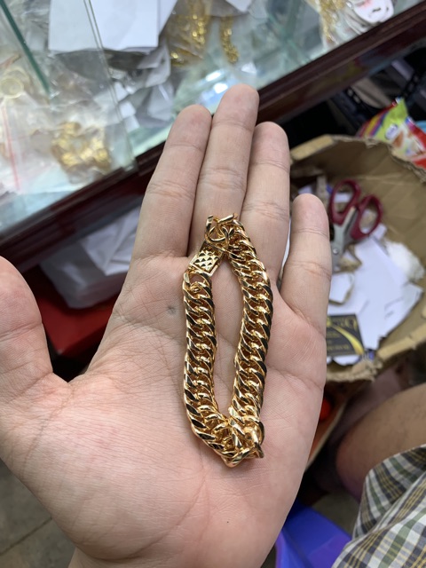 Lắc tay nam xi mạ vàng 18k bản nhỏ