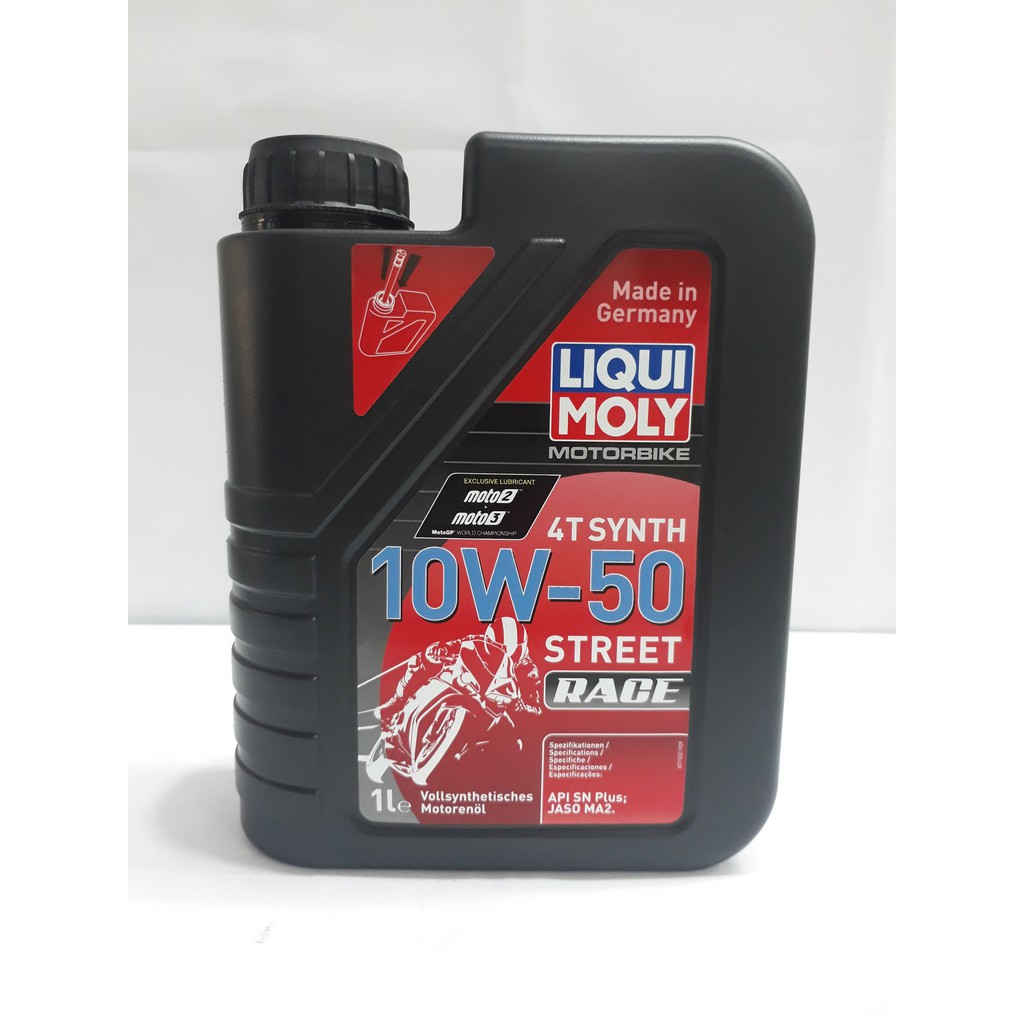 Nhớt Xe Số Tổng Hợp Toàn Phần Liqui Moly STREET RACE 4T SYNTH 10W50 SN PLUS Nhập Khẩu Đức-Tặng Chà Sên 3D Và Bọc Chân Xe