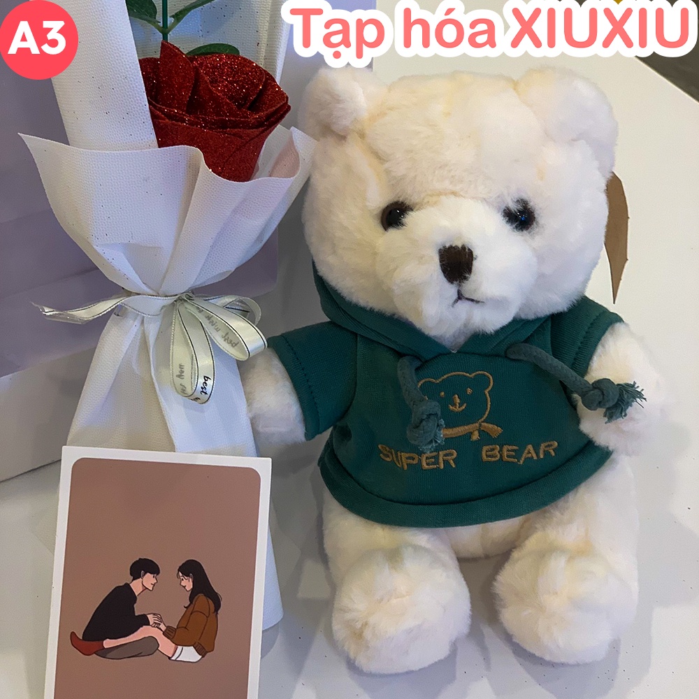 Set Quà Tặng Gấu Bông Cute và Bó Hoa Nhũ, Bộ Son 3 Cây Phong Cách Hàn Quốc , Bộ Quà Tặng 8/3, Sinh Nhật Cho Bạn Gái