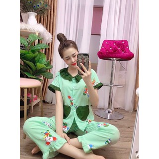 🍓đồ bộ lụa tiểu thư phối bèo dễ thương mặc nhà mát mẻ thoải mái