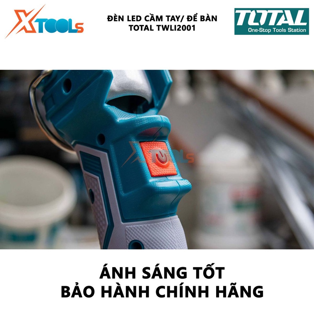 Đèn led cầm tay làm việc dùng pin Total TWLI2001 đèn để bàn mini, đèn bàn học sinh, livestream, tiết kiệm pin