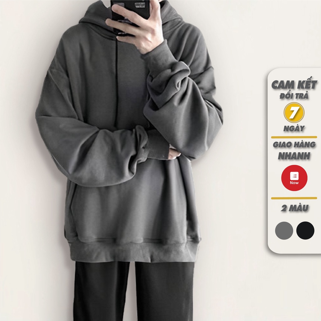 [Mã 12FASHIONSALE1 giảm 10K đơn 50K] Áo khoác Hoodie Nam, Hoodie Basic Unisex Nỉ From Rộng Màu Xám - Basic Boutique | BigBuy360 - bigbuy360.vn