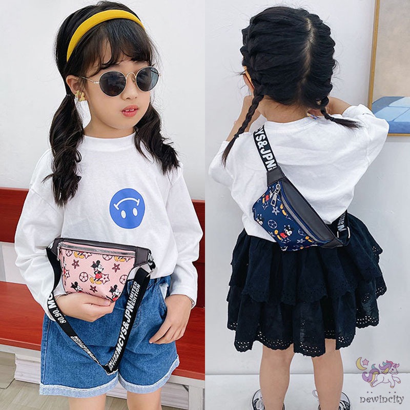 Túi đeo chéo trước ngực in họa tiết hoạt hình phong cách Hàn Quốc đáng yêu dành cho trẻ em