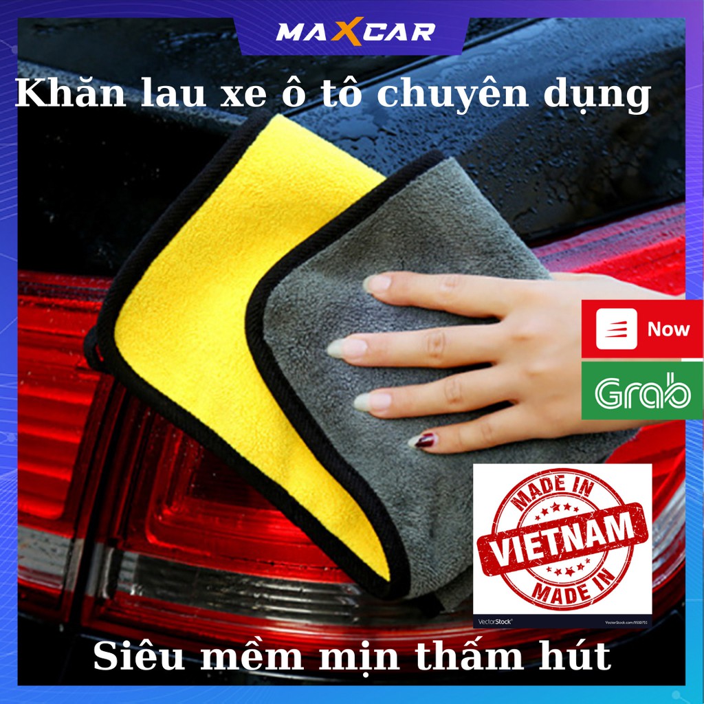 Khăn Lau Chuyên Dụng Cho Xe O tô 30x30 cm - Khăn Vàng Xám Siêu thấm hút, không xù lông