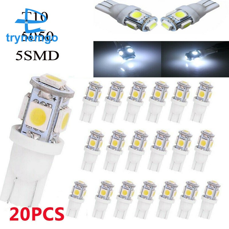 Bộ 20 Đèn Led T10 Wedge 5-smd 5050 Led W5W 2825 158