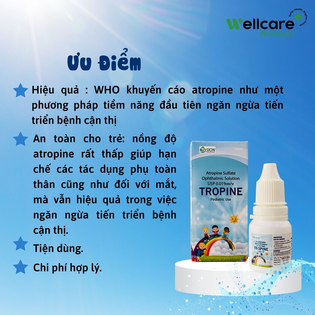 Tropine  – Lọ 10ml giúp kiểm soát tốt và chậm tiến triển cận thị ở trẻ em