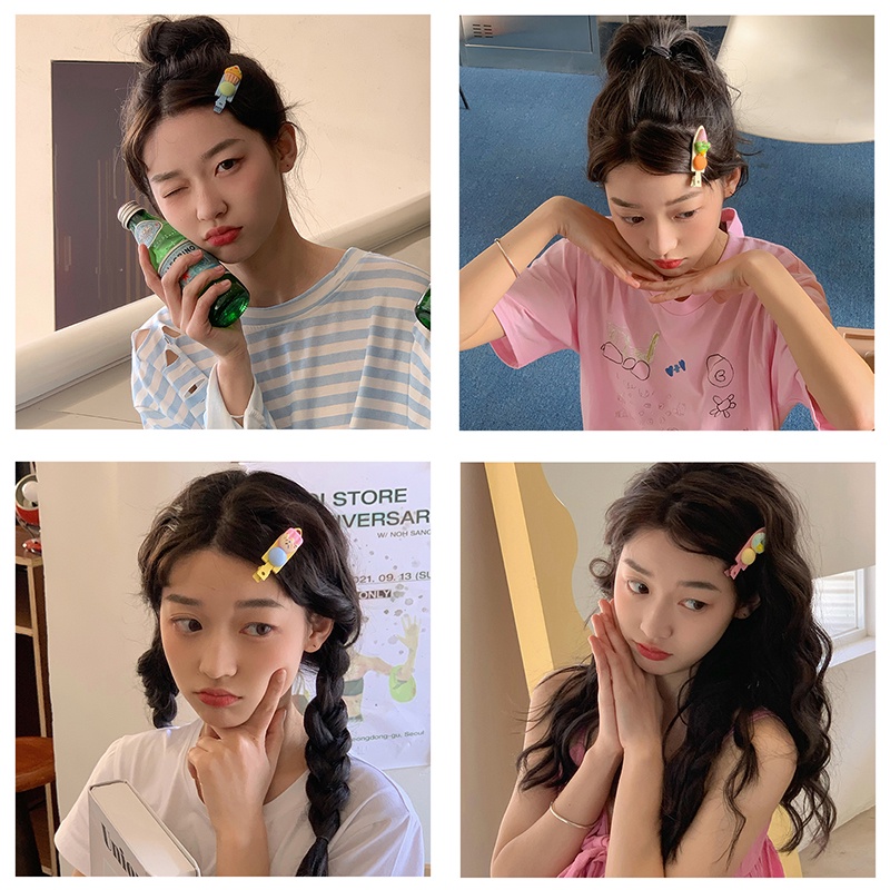 Kẹp Tóc Màu Kẹo Ngọt Họa Tiết Trái Cây Hoạt Hình Phong Cách Hàn Quốc Cho Bé Gái
