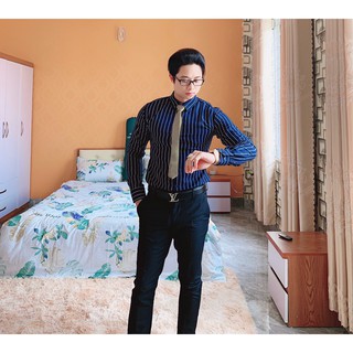 Áo sơ mi nam sọc đen trắng