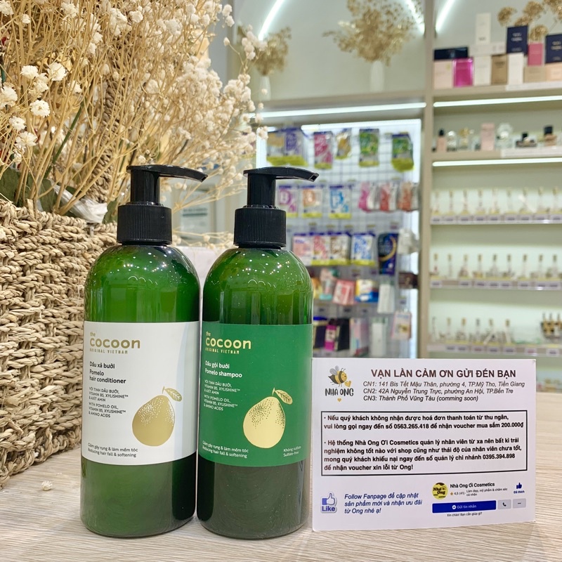 Dầu Gội- Dầu Xả Bưởi Cocoon Giảm Gãy Rụng & Kích Thích Mọc Tóc 310ml