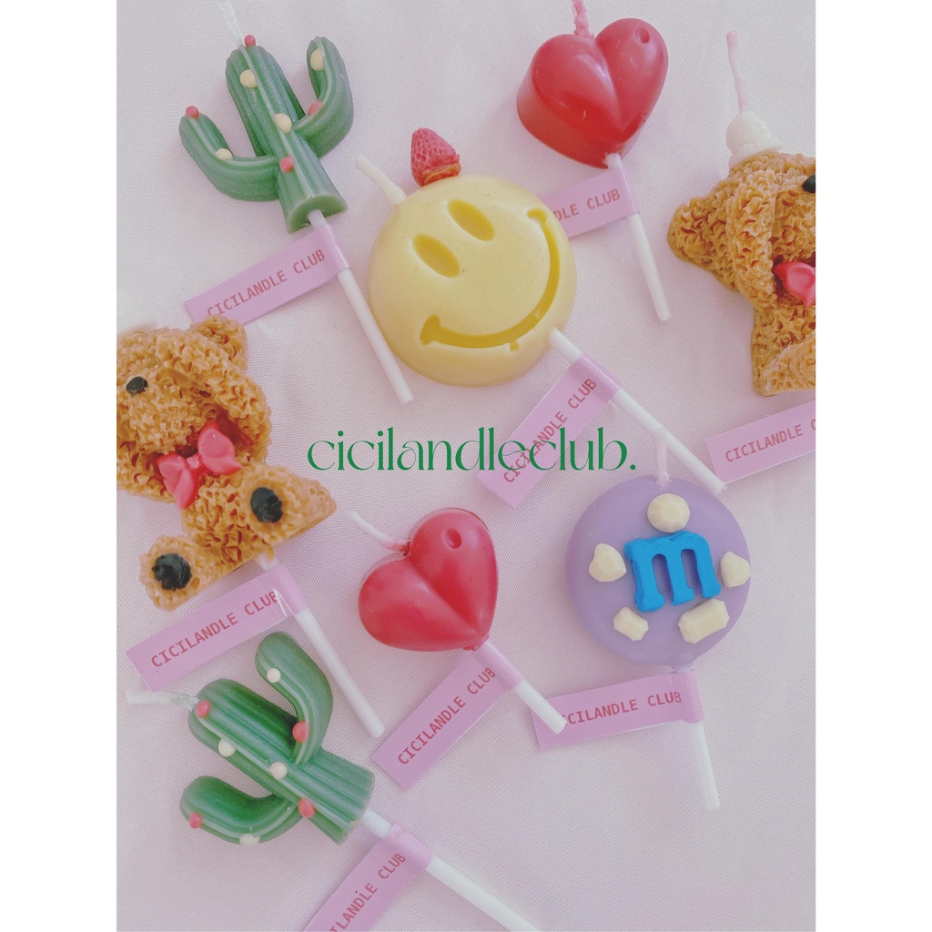 Nến cắm bánh kem sinh nhật handmade siêu cute style Hàn, phụ kiện trang trí bánh kem