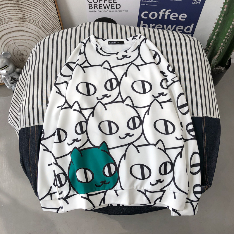 Áo Nỉ Cổ Tròn Dài Tay In Hình Phong Cách Hàn Quốc Dành Cho Nam