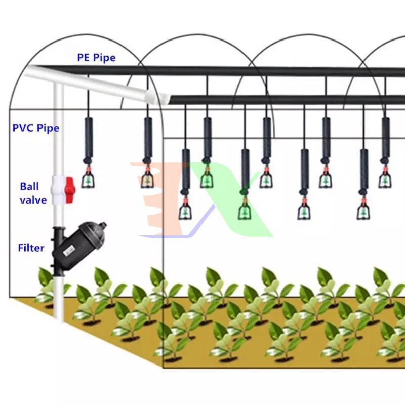Bộ Kit 16 Dây tưới treo xoay 360° + Van nước hẹn giờ FUJIN TX-DIY-085, Béc tưới lan, rau hoa tự lắp DIY