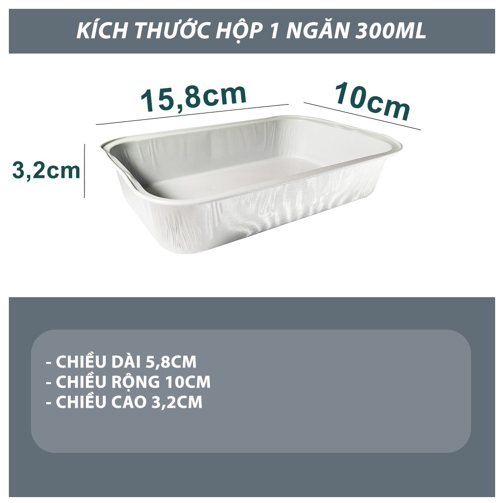 "CAO CẤP" SET 10 HỘP NHÔM 1 NGĂN 300ML (KHAY GIẤY BẠC CÓ NẮP) - CHỨNG NHẬN VS ATTP - ĐỰNG THỰC PHẨM DÙNG 1 LẦN