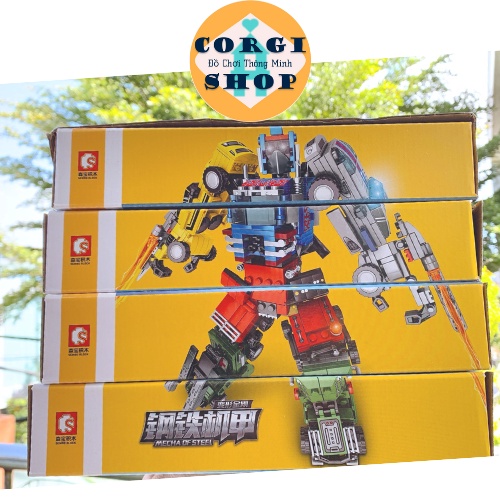 Lego Robot Chiến Binh Thép Từ 6 Xe + 1 Máy Bay, Chất Liệu Nhựa ABS, Kích Thước 24x19x19cm