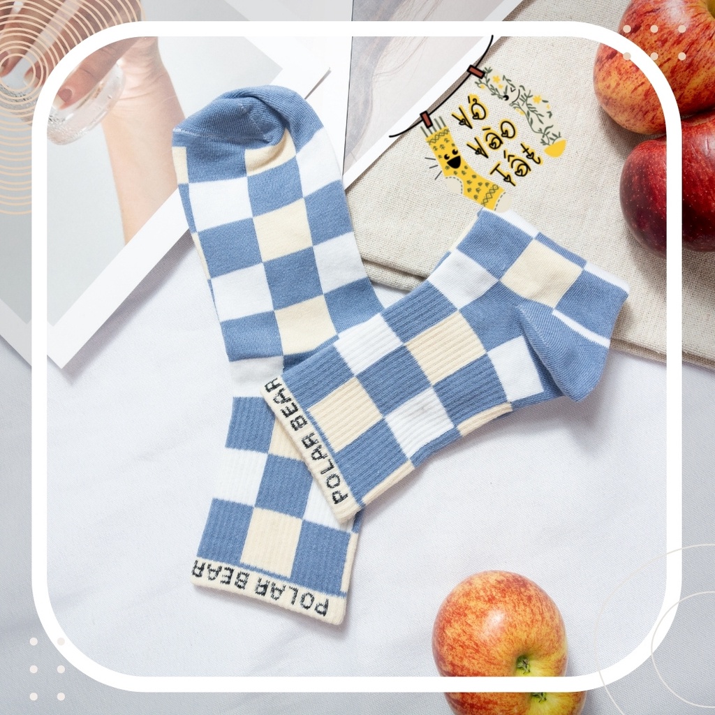 TẤT VỚ CỔ CAO UNISEX GẤU XANH BIỂN