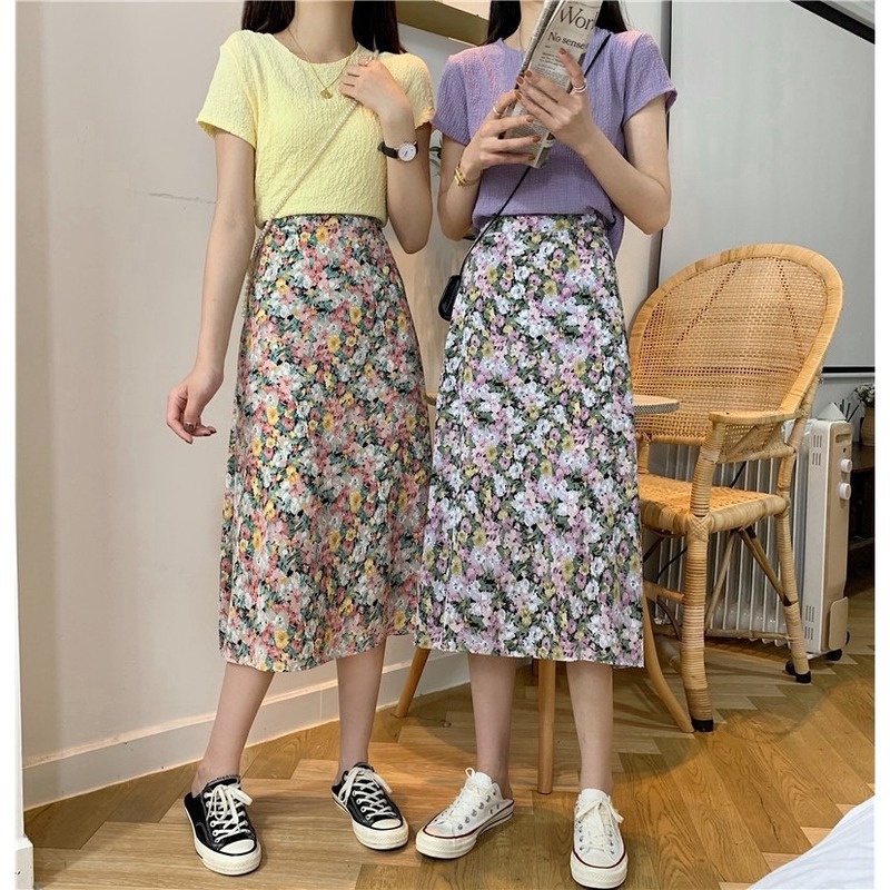 Chân Váy Hoa Lưng Thun Co Dãn Phong Cách Hàn Quốc Xinh Xắn Cho Nữ | BigBuy360 - bigbuy360.vn