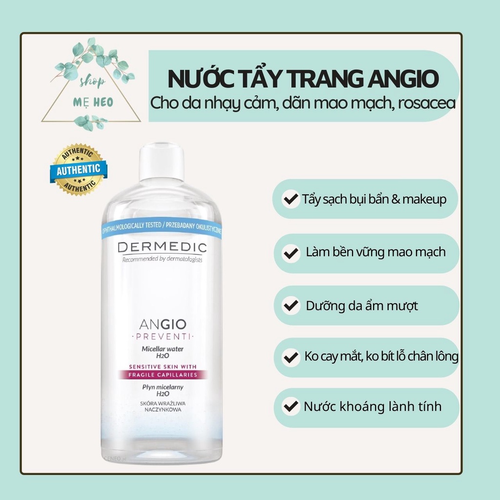 [ĐỦ BILL] Nước tẩy trang cho da nhạy cảm Angio 500ml cho da sạch khoẻ, ẩm mịn