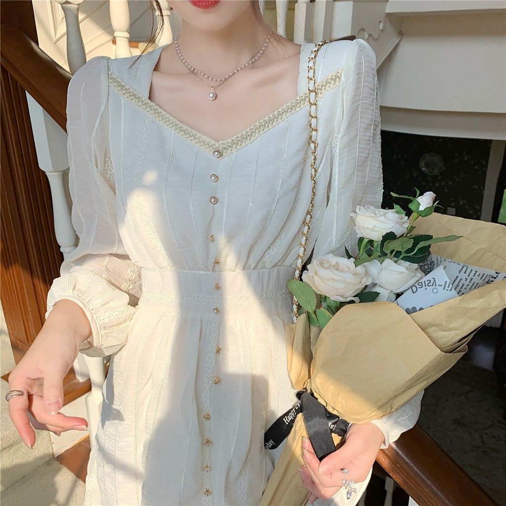 (Order Quảng Châ) Đầm tiểu thư voan dáng dài phong cách thanh lịch | BigBuy360 - bigbuy360.vn