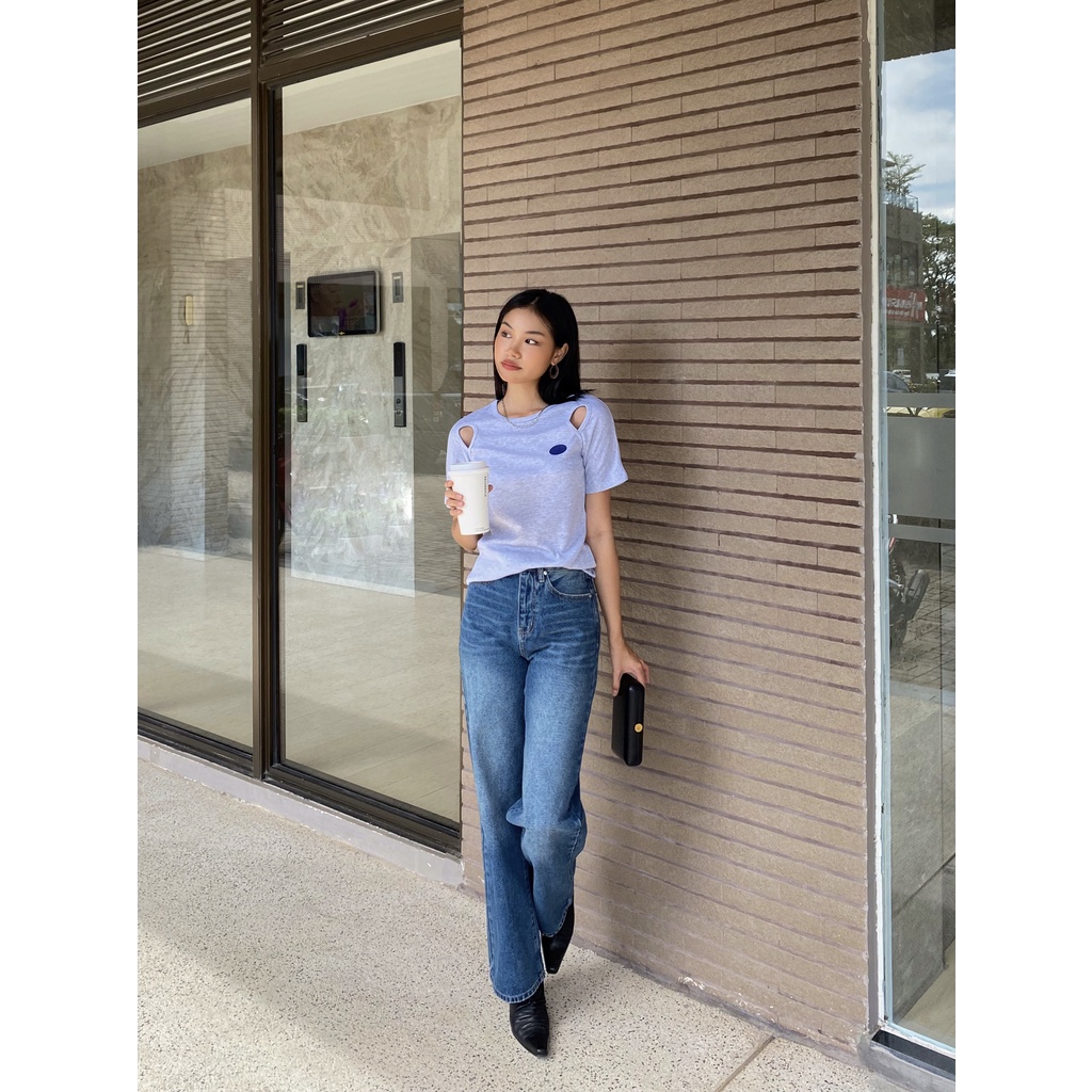 TheBlueTshirt - Quần Jeans Nữ Màu Xanh - Straight A Jeans - 2022 Wash