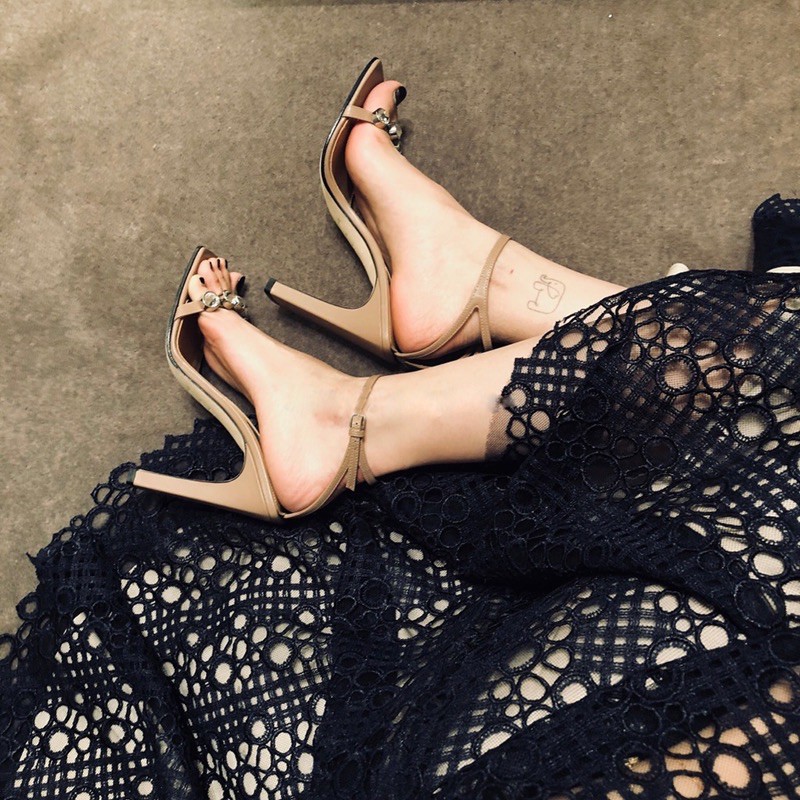 :Giày Sandal gót dẹt đính đá cao cấp 9cm- ORD