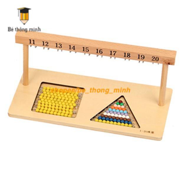 Giáo cụ Montessori - Bộ 2 Giá treo các chuỗi hạt cườm màu từ 1-10 và 11-20